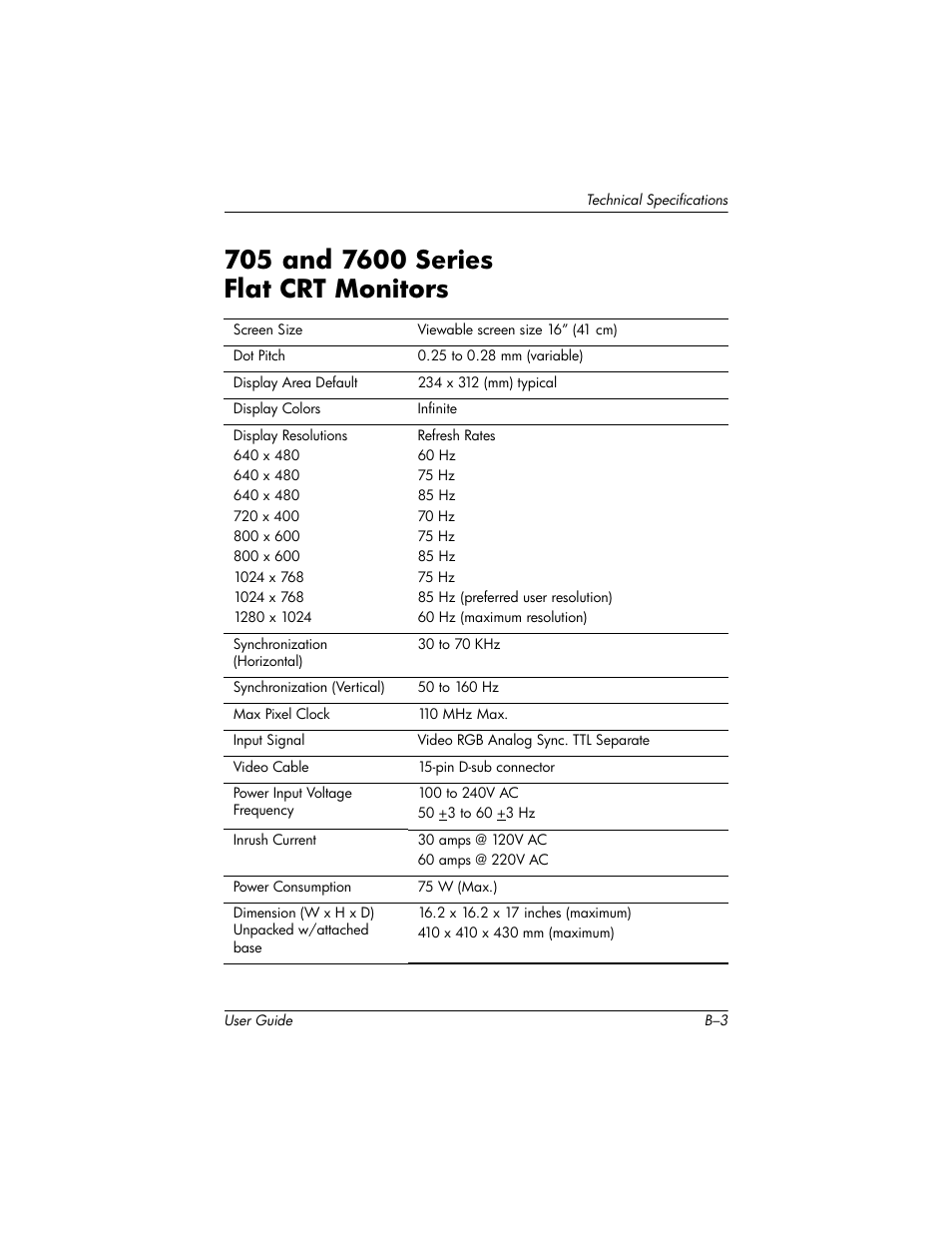 705 and 7600 series flat crt monitors, 705 and 7600 series | HP 75 User Manual | Page 35 / 44