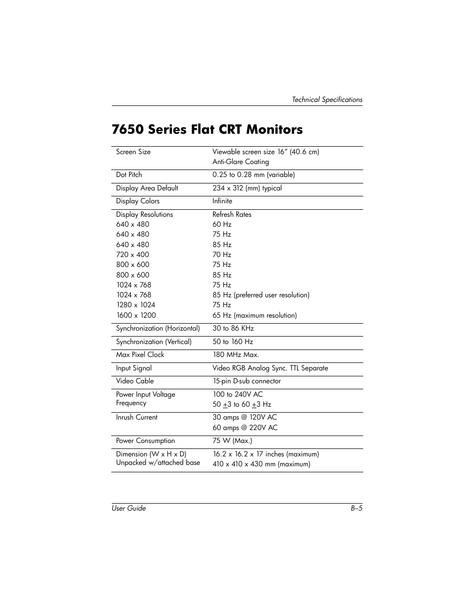7650 series flat crt monitors | HP 75 User Manual | Page 37 / 44