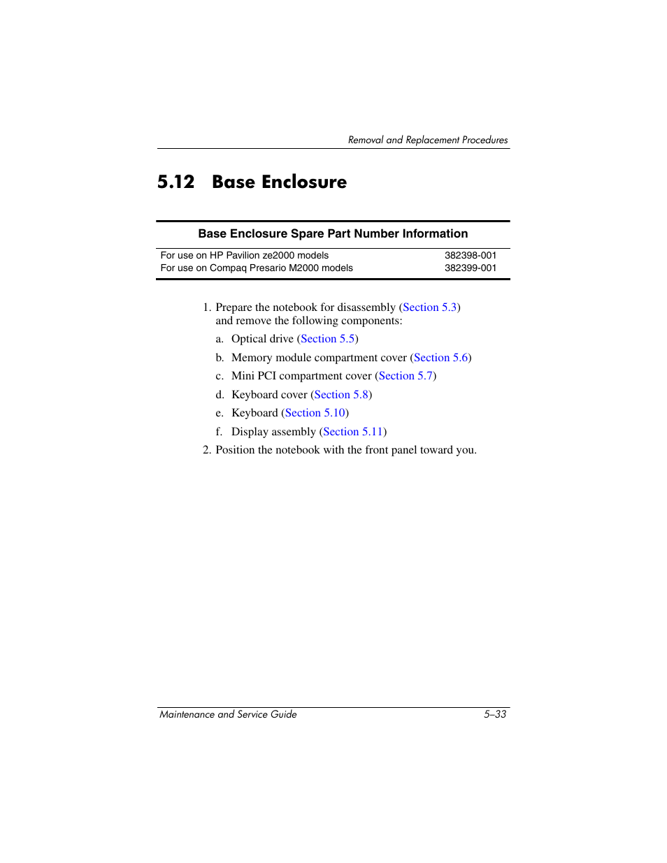 12 base enclosure, 12 base enclosure –33 | HP ze2000 User Manual | Page 126 / 213