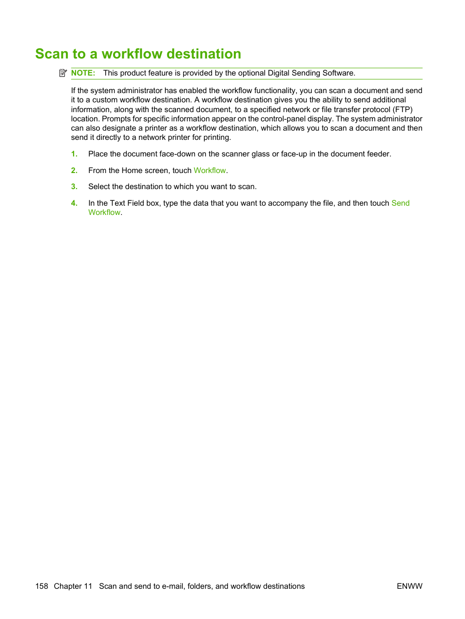 Scan to a workflow destination | HP CM3530 User Manual | Page 172 / 302