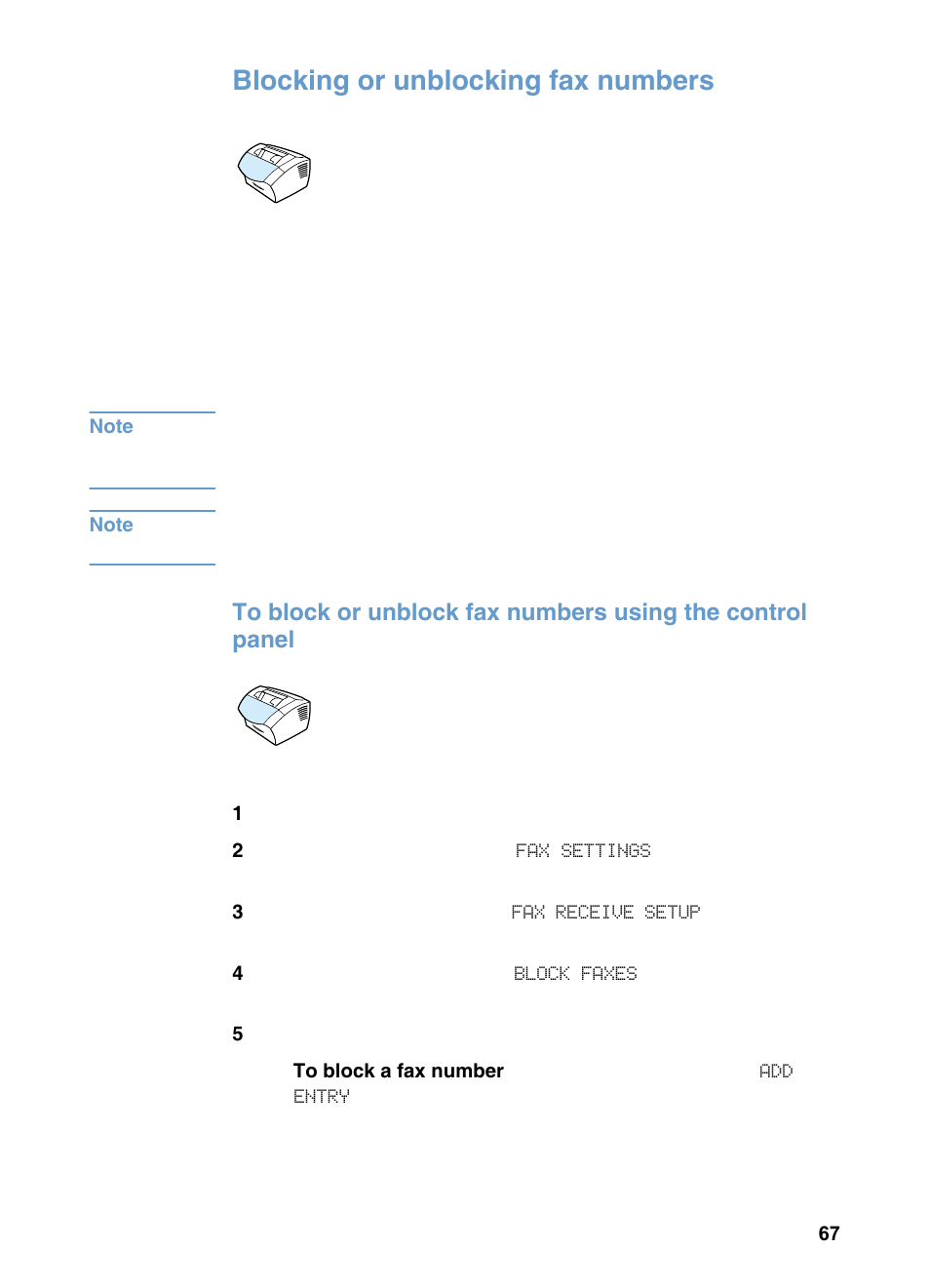 Blocking or unblocking fax numbers | HP 3200m User Manual | Page 69 / 288