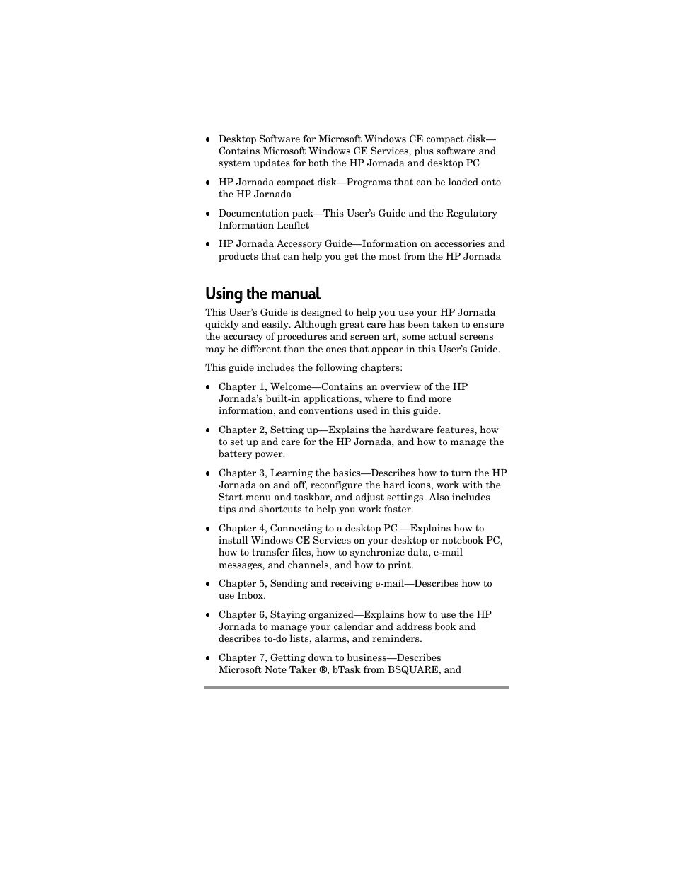 Using g tthe e m manual | HP Jornada 420 User Manual | Page 6 / 146