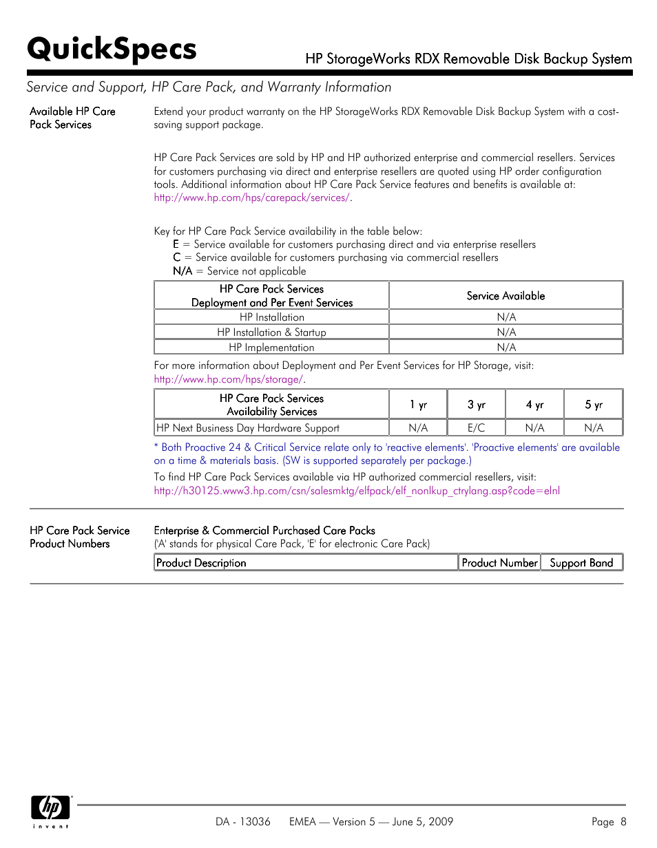 Quickspecs, Hp storageworks rdx removable disk backup system | HP RDX REMOVABLE DISK BACKUP SYSTEM DL380 User Manual | Page 8 / 14
