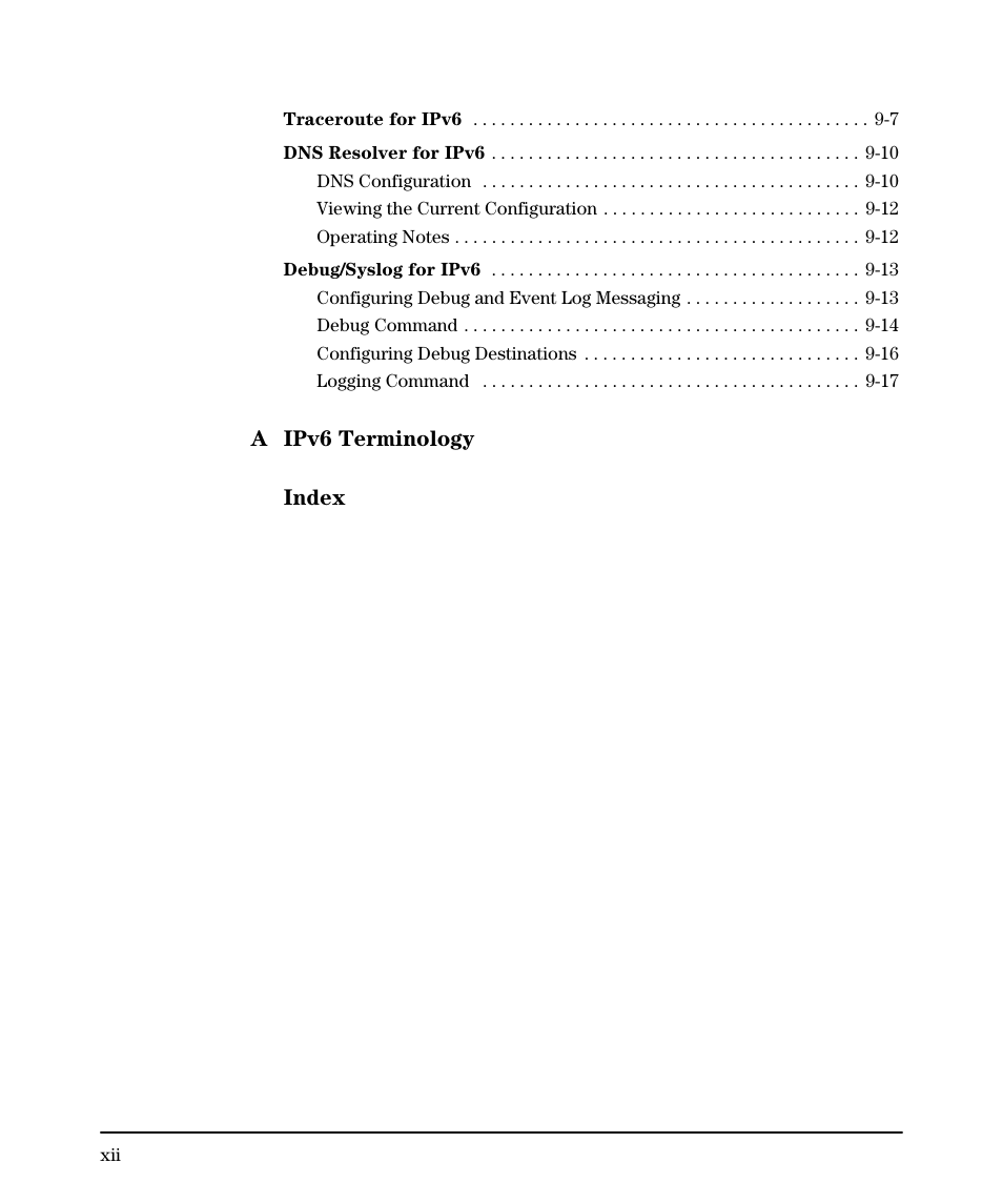 A ipv6 terminology index | HP 6200YL User Manual | Page 14 / 314