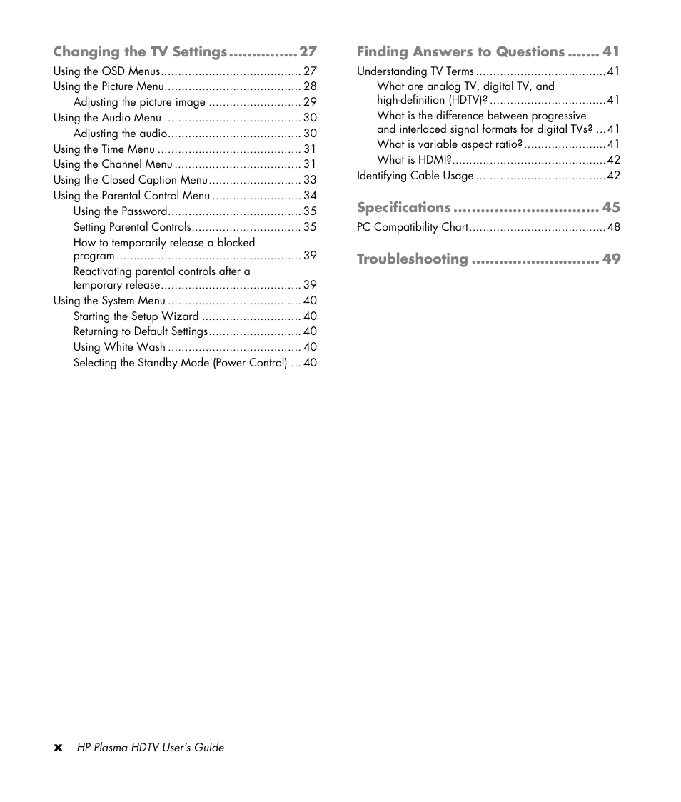HP PL4260N User Manual | Page 10 / 186