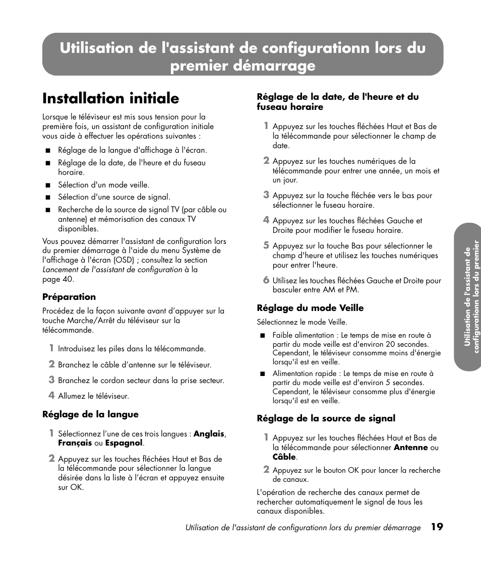 Installation initiale | HP PL4260N User Manual | Page 91 / 186