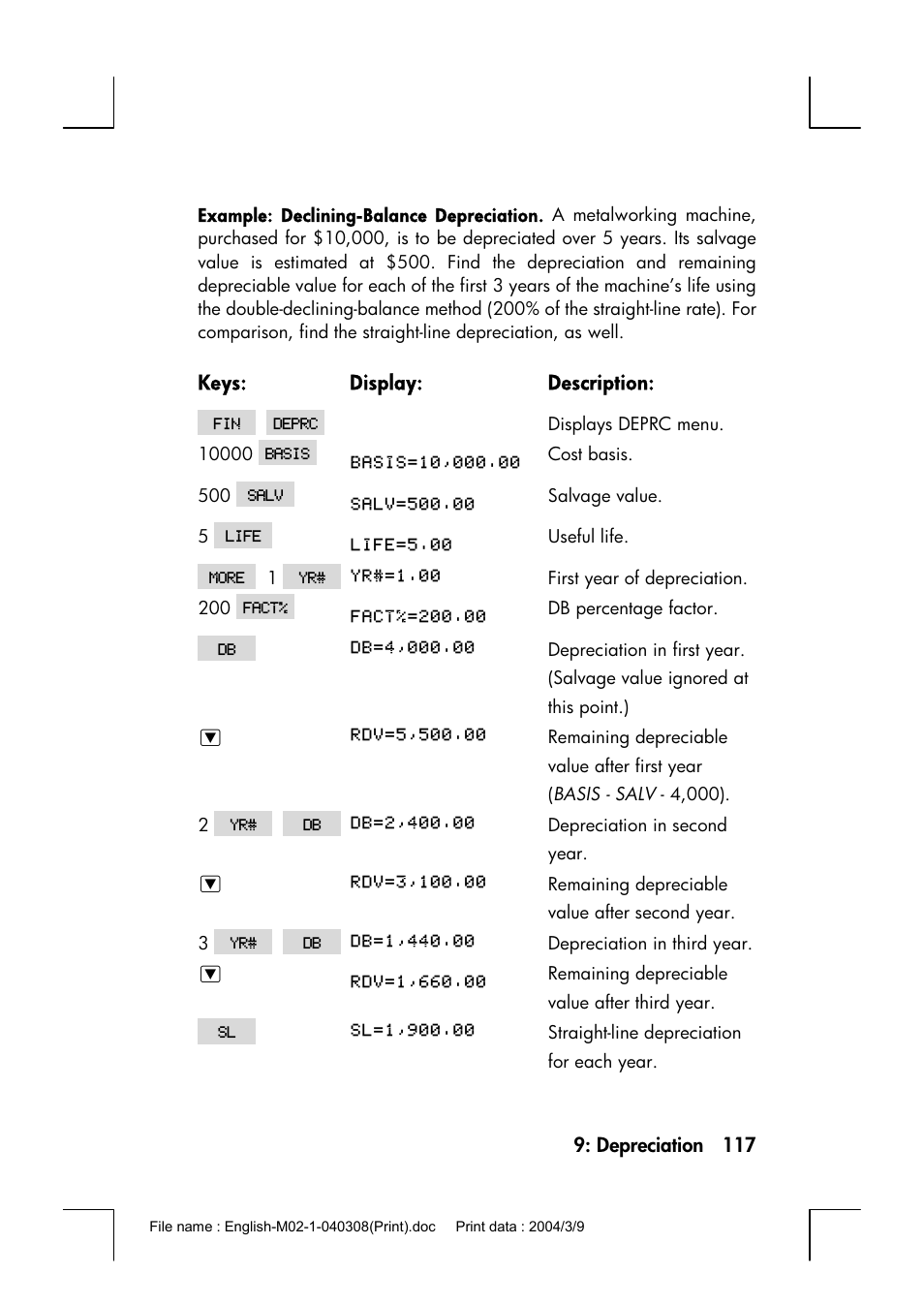 HP 17bII+ User Manual | Page 117 / 310