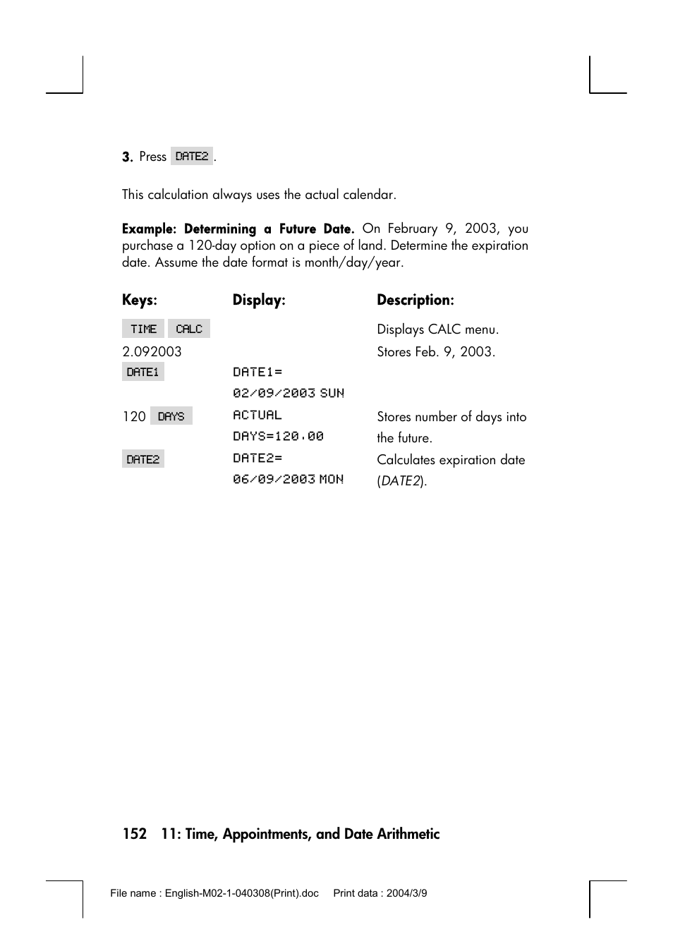 HP 17bII+ User Manual | Page 152 / 310