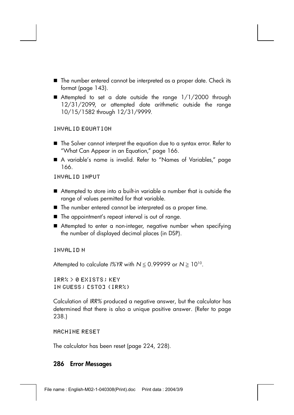 HP 17bII+ User Manual | Page 286 / 310