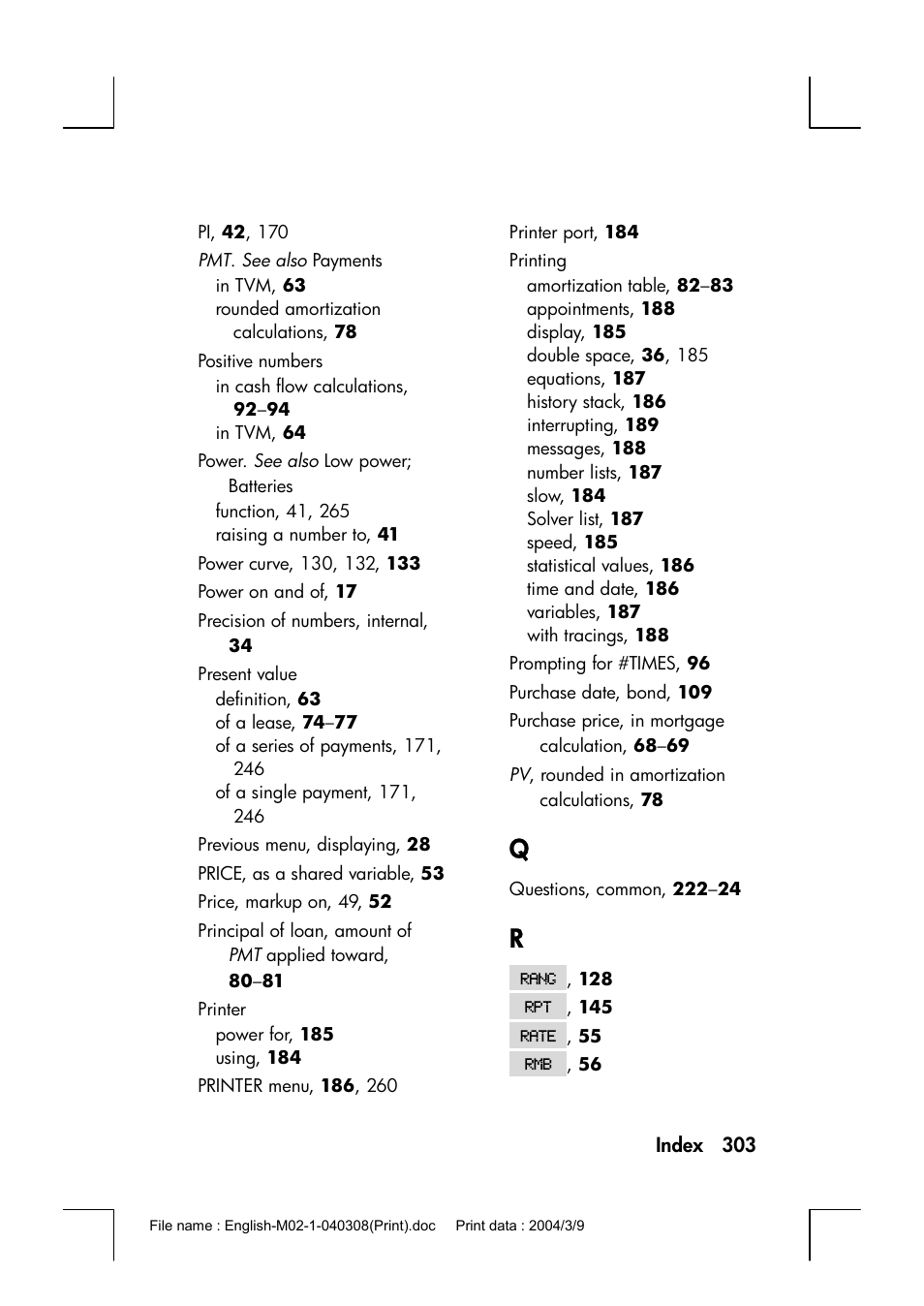 HP 17bII+ User Manual | Page 303 / 310