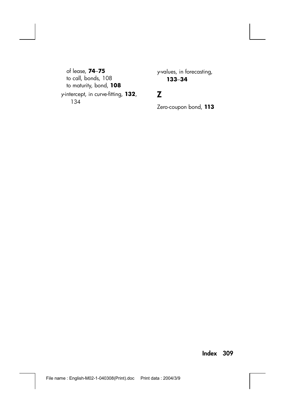 HP 17bII+ User Manual | Page 309 / 310