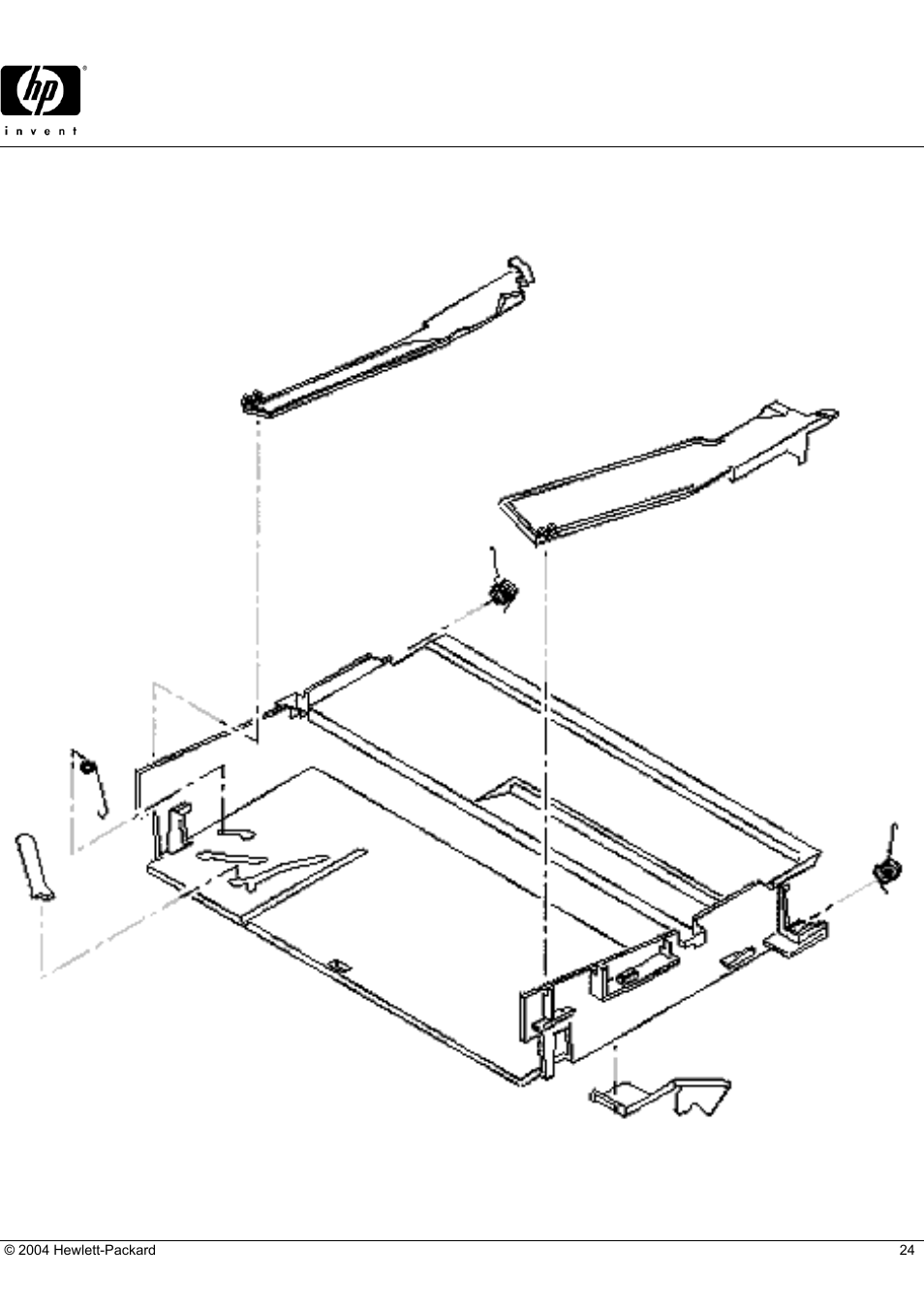 Officejet t65, Hp parts reference guide, Paper tray assembly (2 of 2) | HP C5374-60004 User Manual | Page 24 / 31