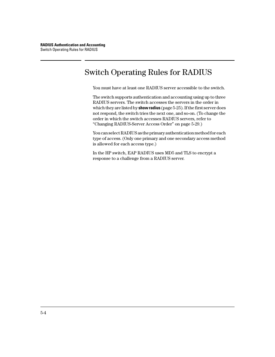 Switch operating rules for radius, Switch operating rules for radius -4 | HP 2800 User Manual | Page 104 / 300