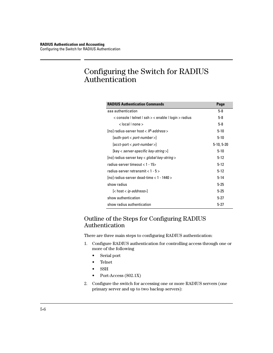 Configuring the switch for radius authentication | HP 2800 User Manual | Page 106 / 300
