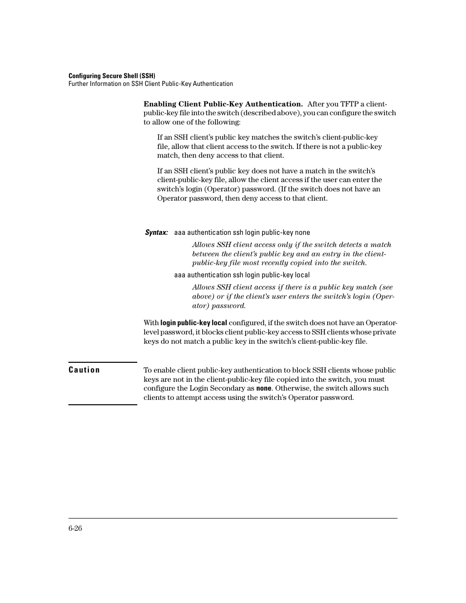 Enabling client public-key authentication | HP 2800 User Manual | Page 158 / 300