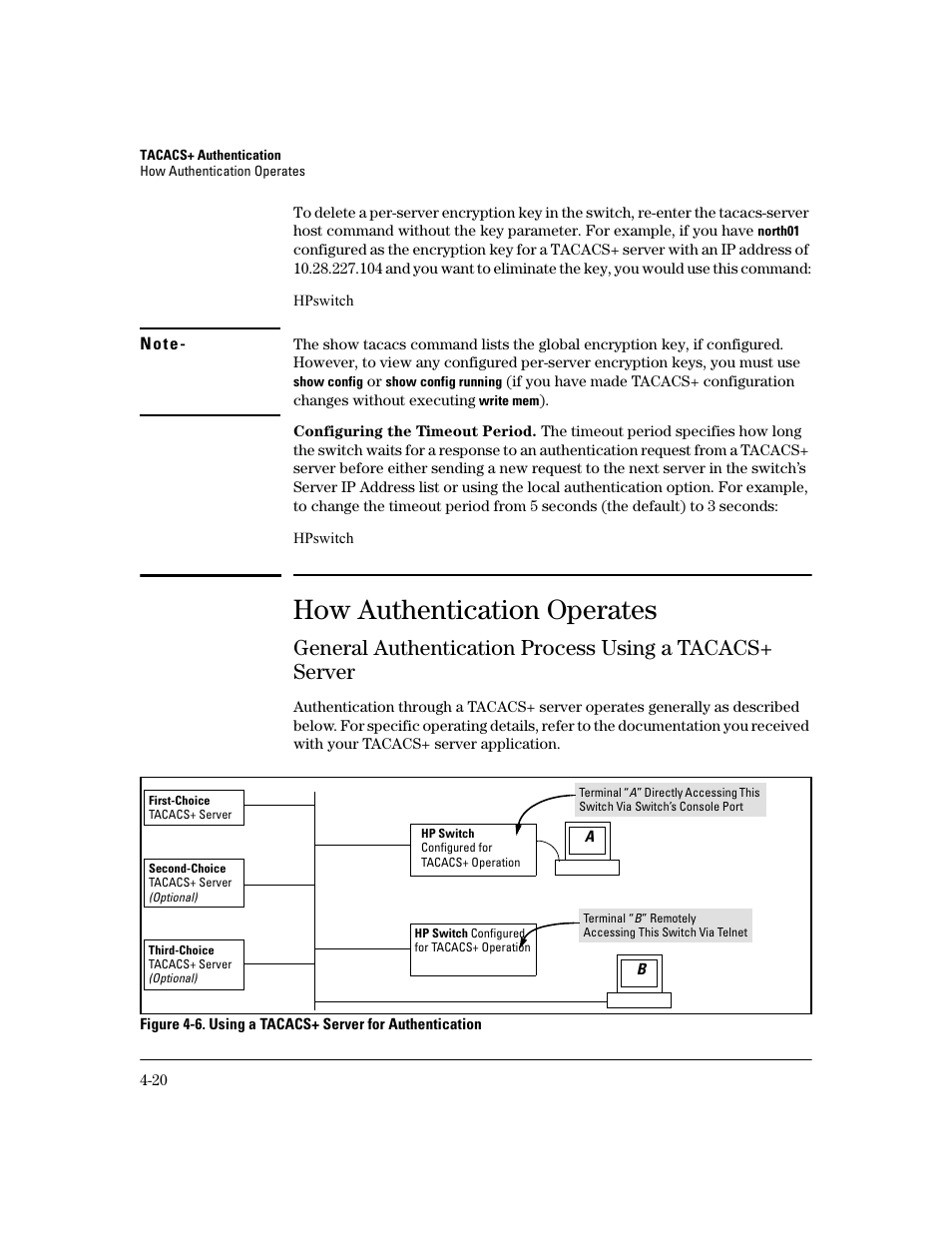 Configuring the timeout period, How authentication operates, How authentication operates -20 | HP 2800 User Manual | Page 94 / 300