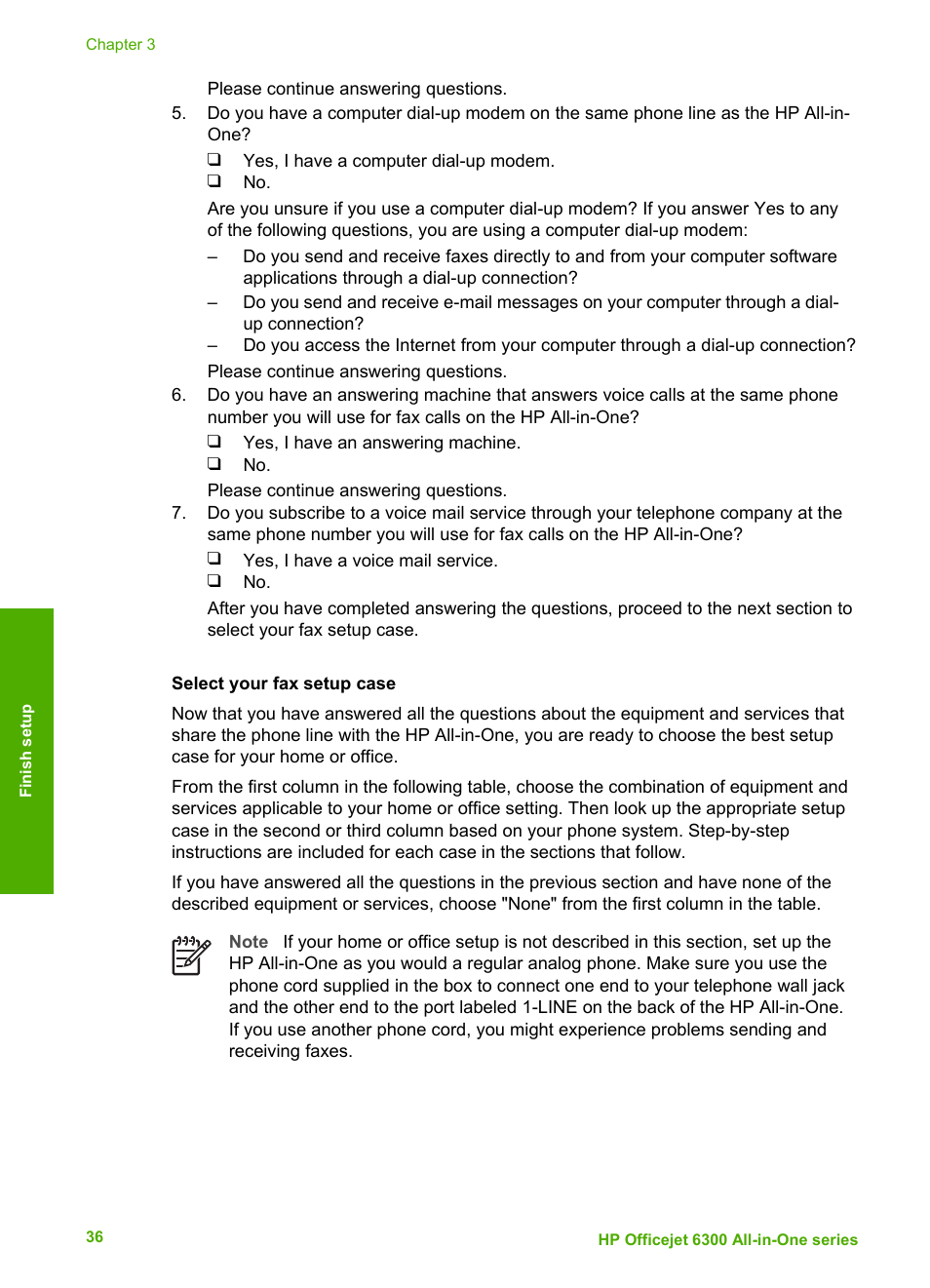 Select your fax setup case | HP 6300 User Manual | Page 39 / 167