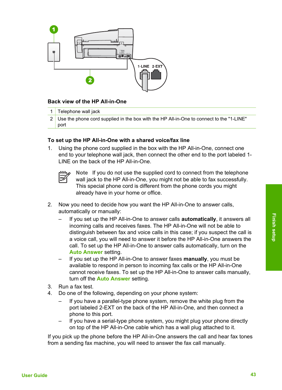 Case f: shared voice/fax line with voice mail | HP 6300 User Manual | Page 46 / 167