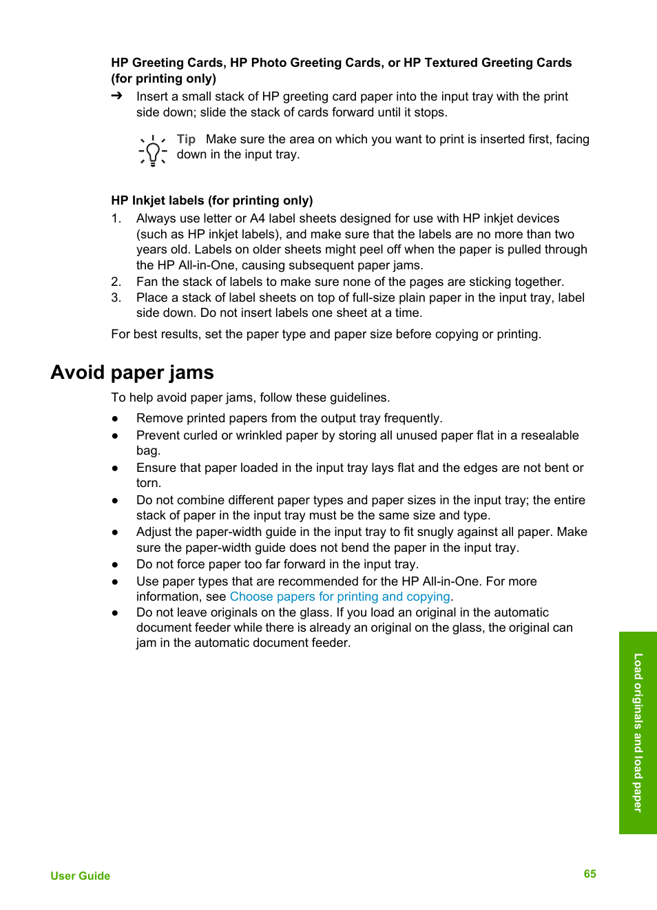 Avoid paper jams | HP 6300 User Manual | Page 68 / 167