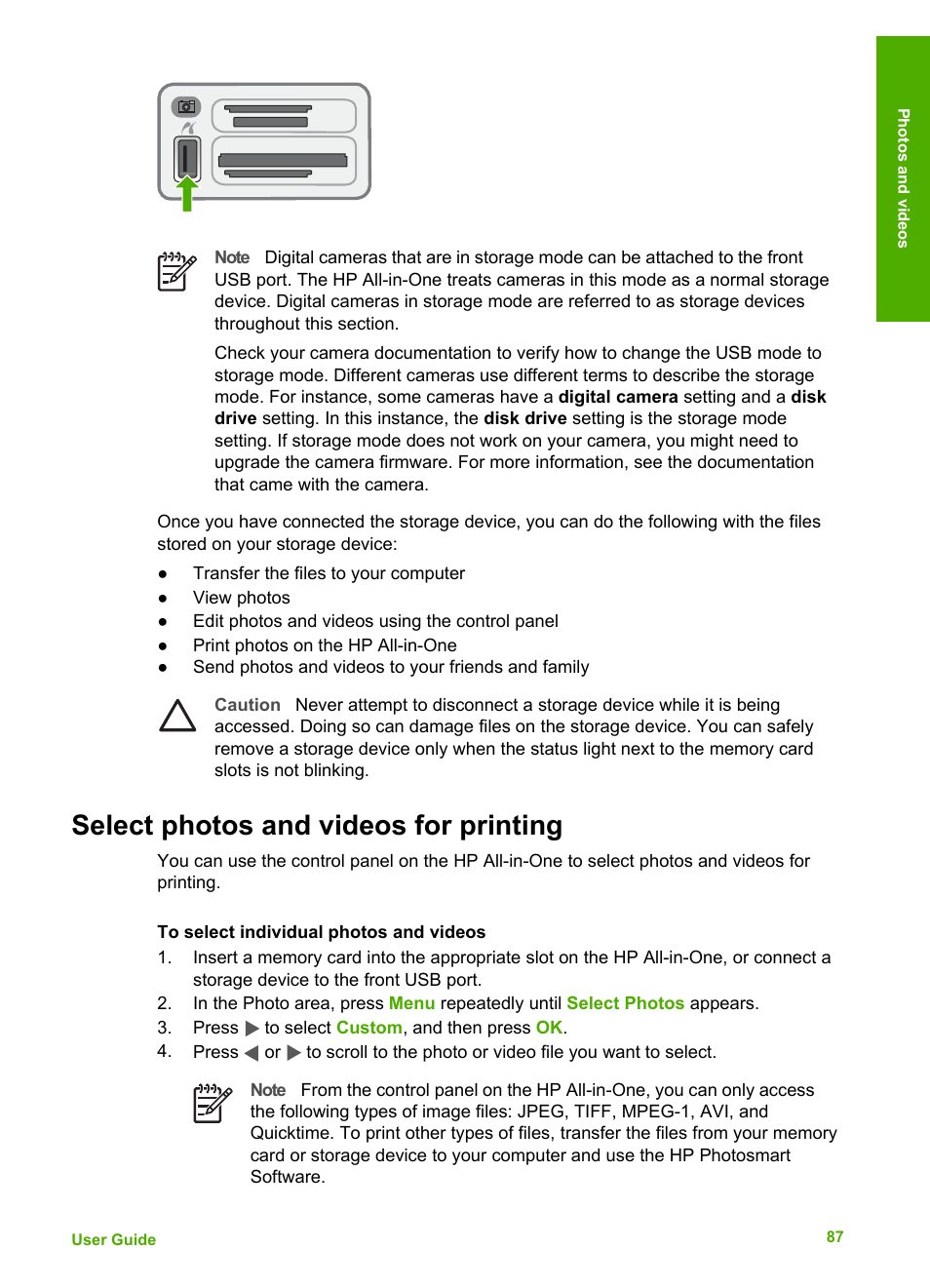 Select photos and videos for printing | HP 6300 User Manual | Page 90 / 167