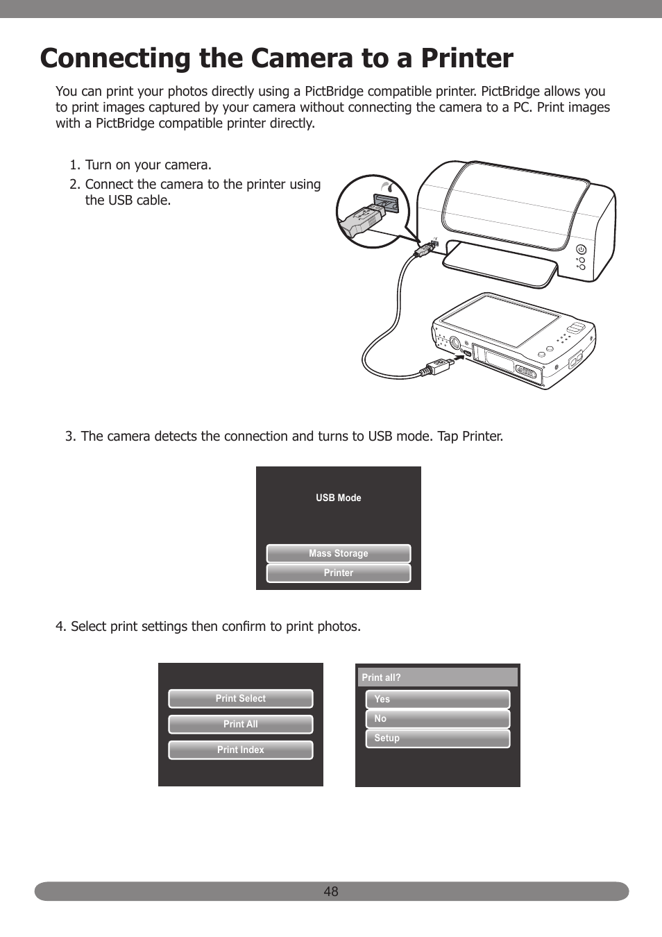 Connecting the camera to a printer | HP PB360T User Manual | Page 57 / 64
