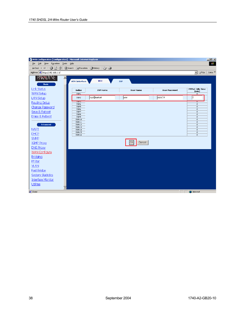 HP 1740 SHDSL User Manual | Page 38 / 87