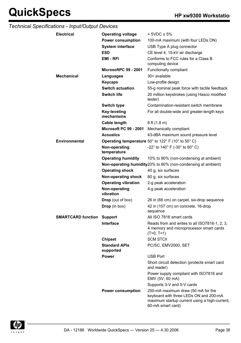 Quickspecs | HP XW9300 User Manual | Page 38 / 75