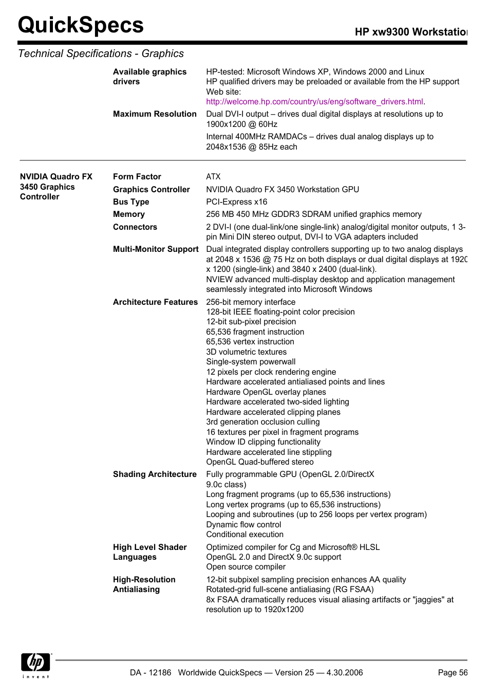 Quickspecs | HP XW9300 User Manual | Page 56 / 75