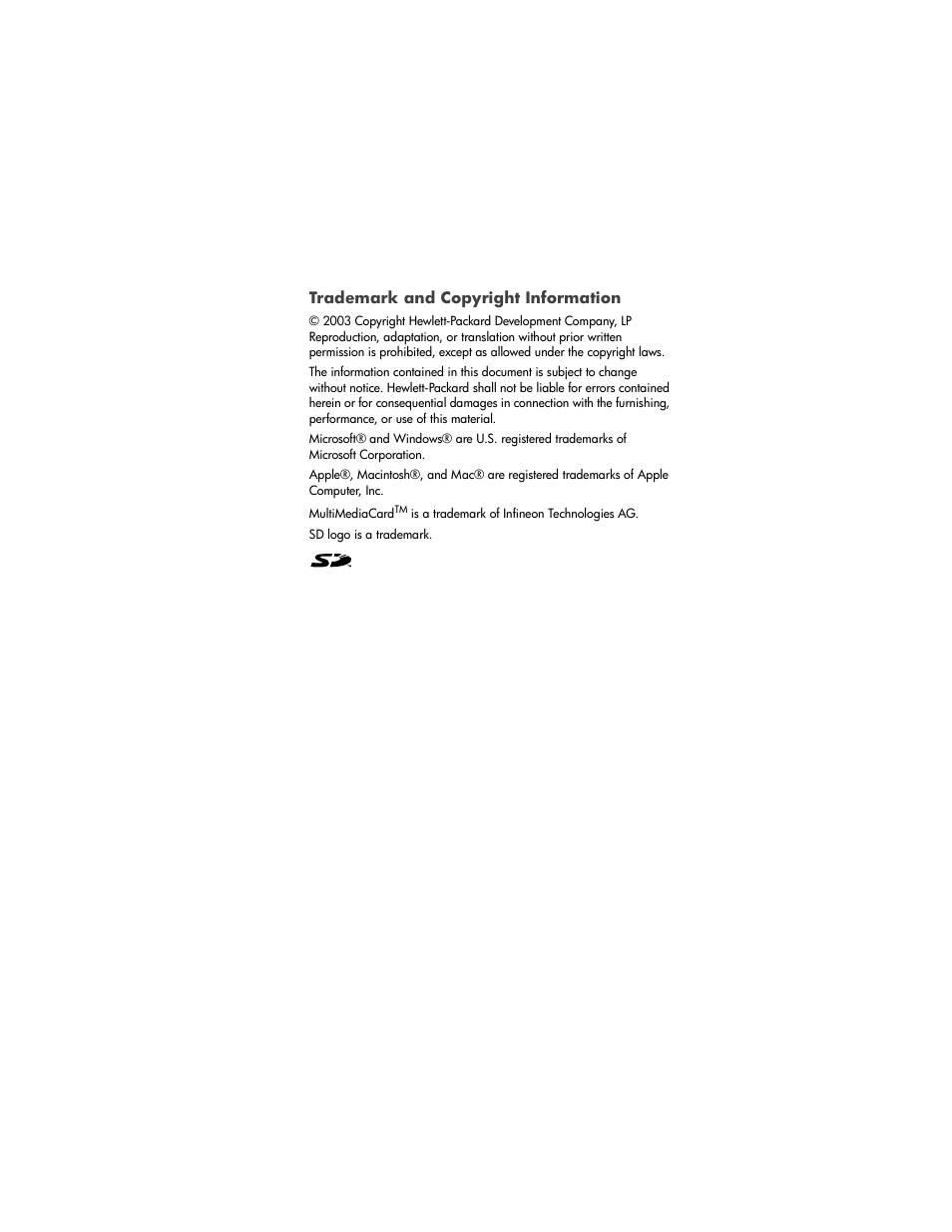 Trademark and copyright information | HP PhotoSmart 945 User Manual | Page 3 / 150