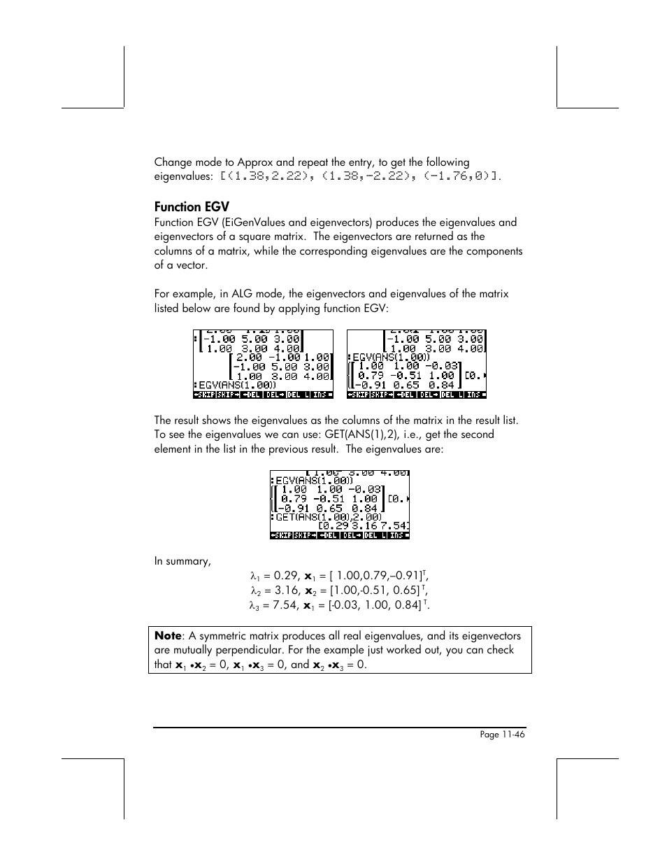 Function egv | HP 49g+ User Manual | Page 368 / 862