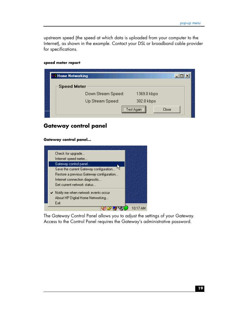Gateway control panel | HP hn200w User Manual | Page 19 / 94