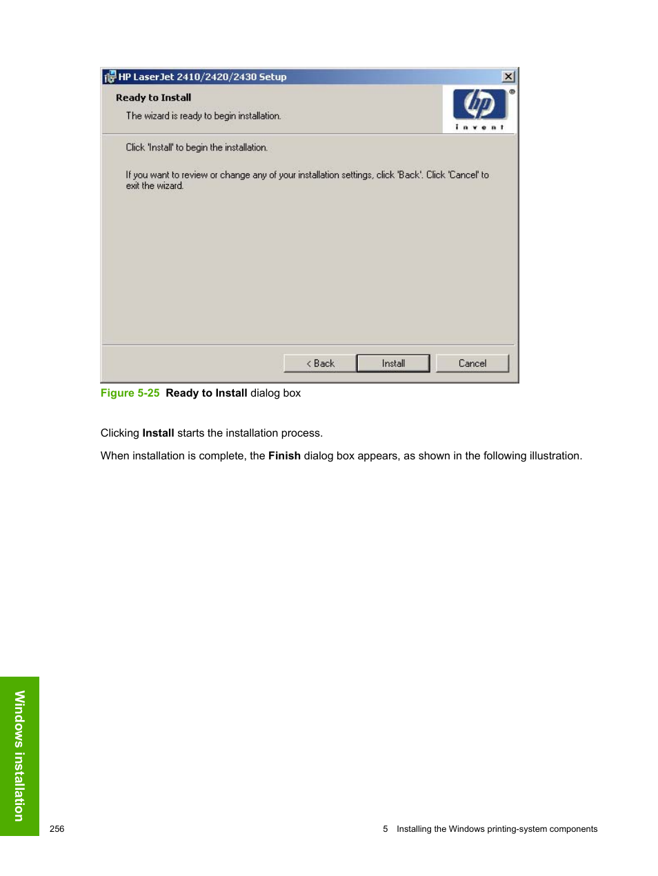 Windows installation | HP 2420 User Manual | Page 272 / 334