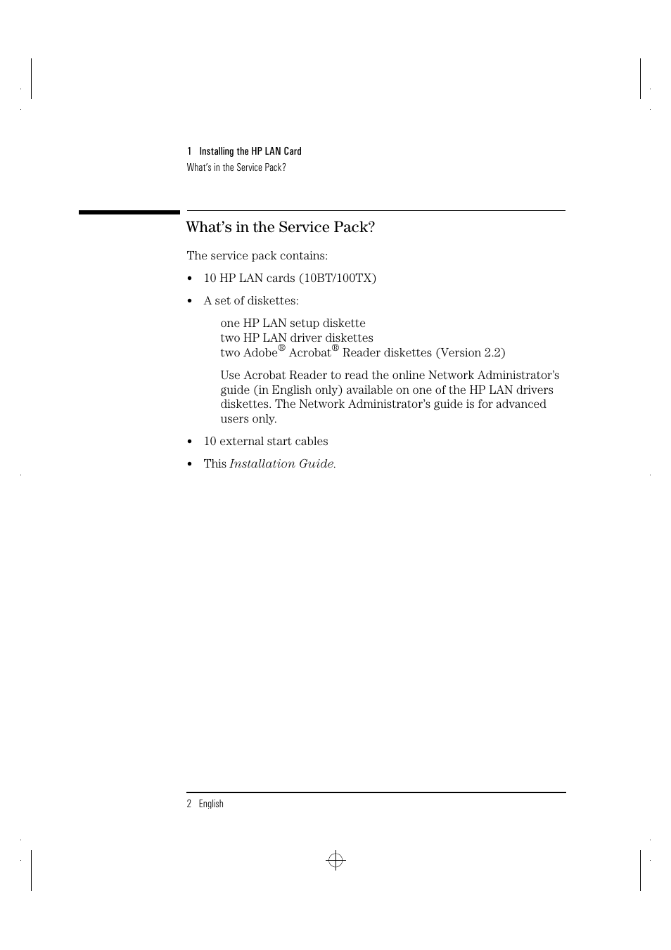 What’s in the service pack | HP 10BT NightDIRECTOR/100 User Manual | Page 10 / 121