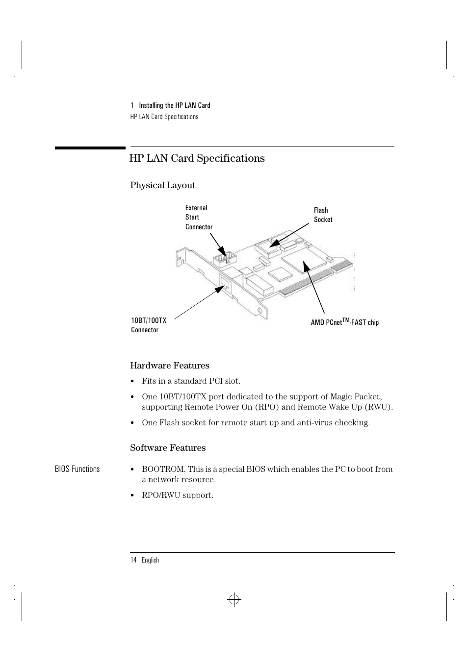 Hp lan card specifications | HP 10BT NightDIRECTOR/100 User Manual | Page 22 / 121