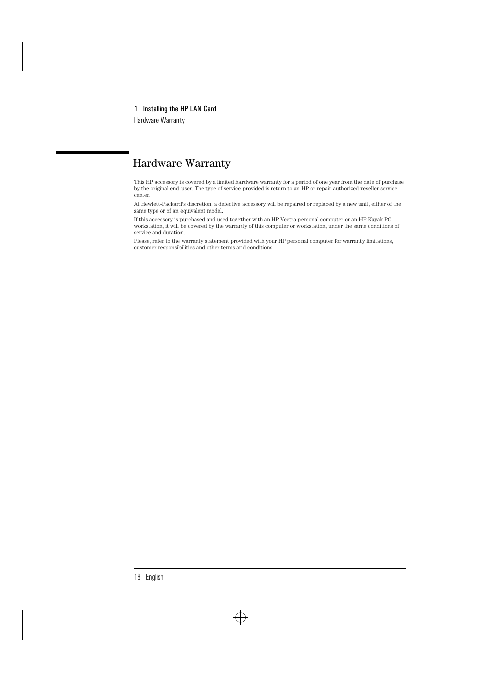 Hardware warranty | HP 10BT NightDIRECTOR/100 User Manual | Page 26 / 121