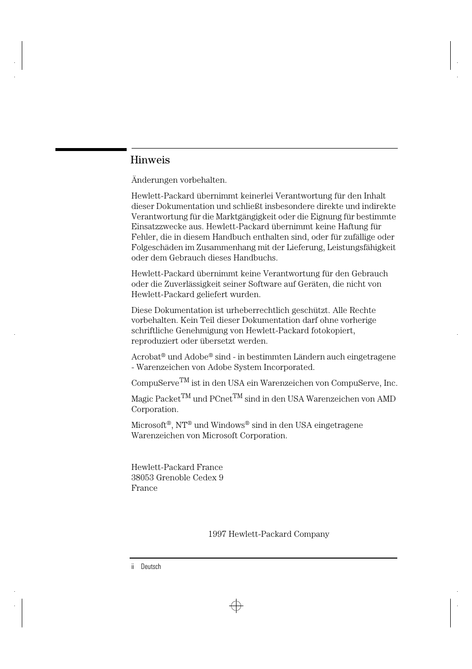 Hinweis | HP 10BT NightDIRECTOR/100 User Manual | Page 28 / 121