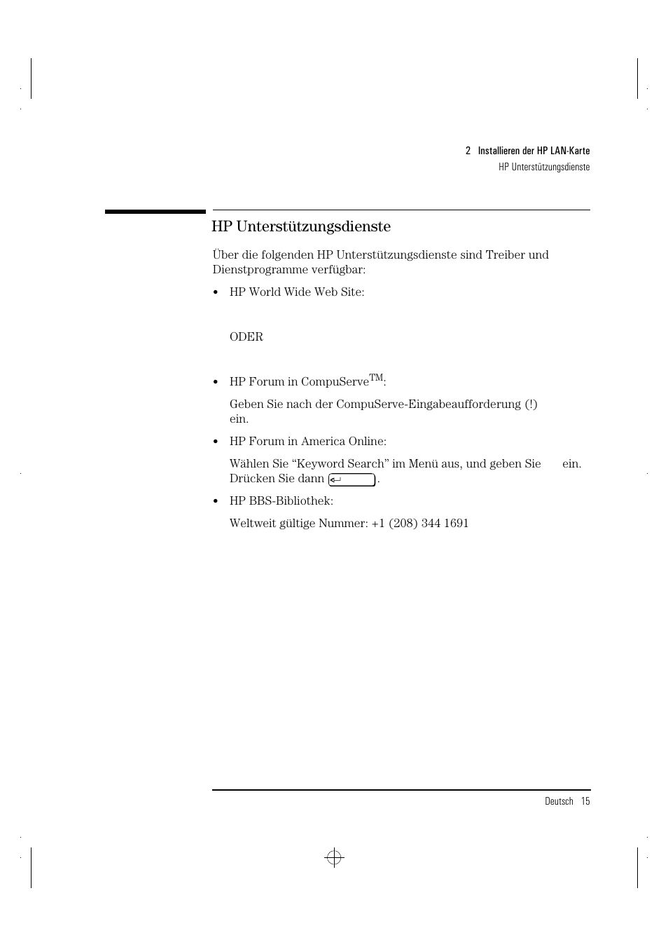 Hp unterstützungsdienste | HP 10BT NightDIRECTOR/100 User Manual | Page 45 / 121