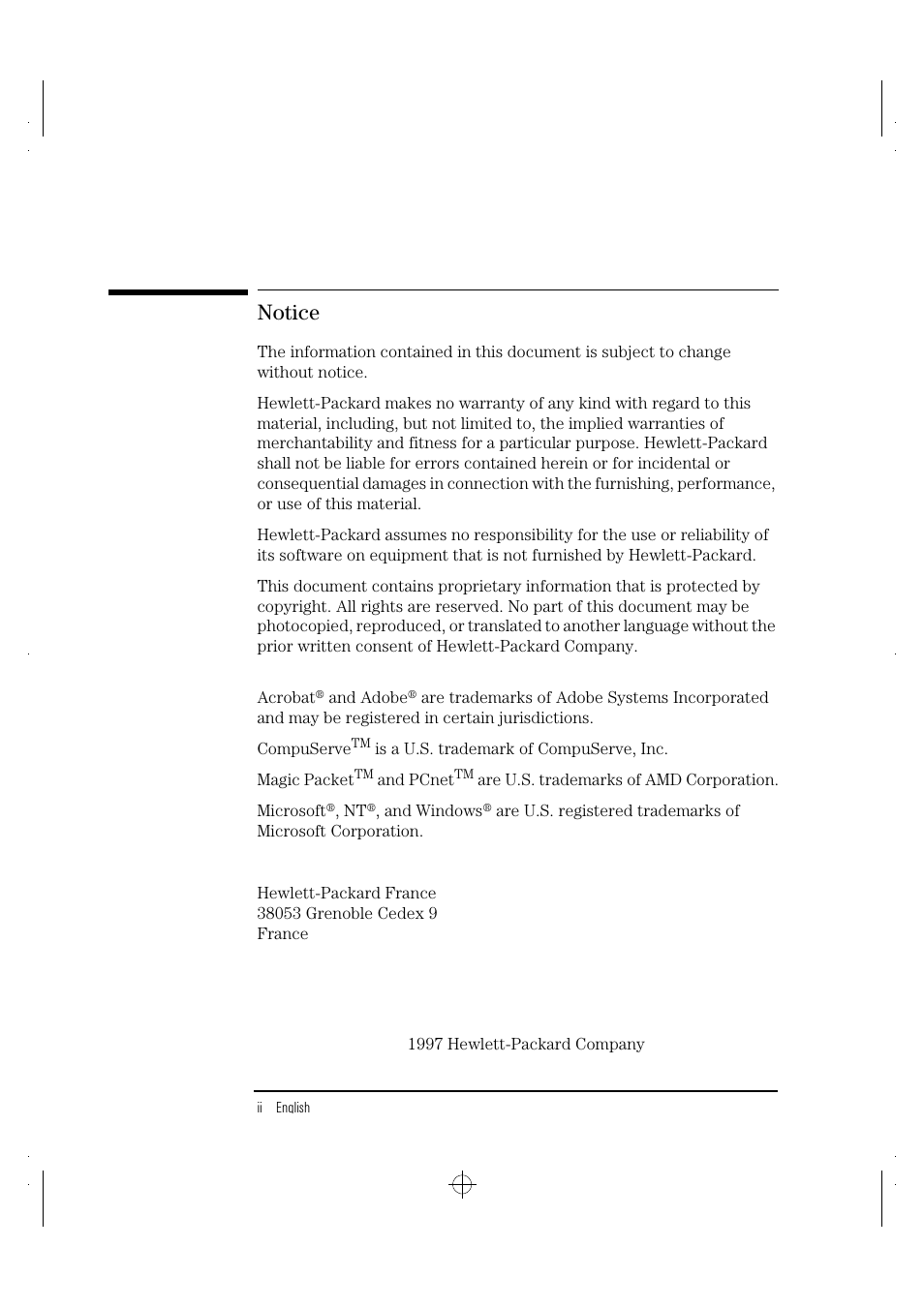 Notice | HP 10BT NightDIRECTOR/100 User Manual | Page 6 / 121
