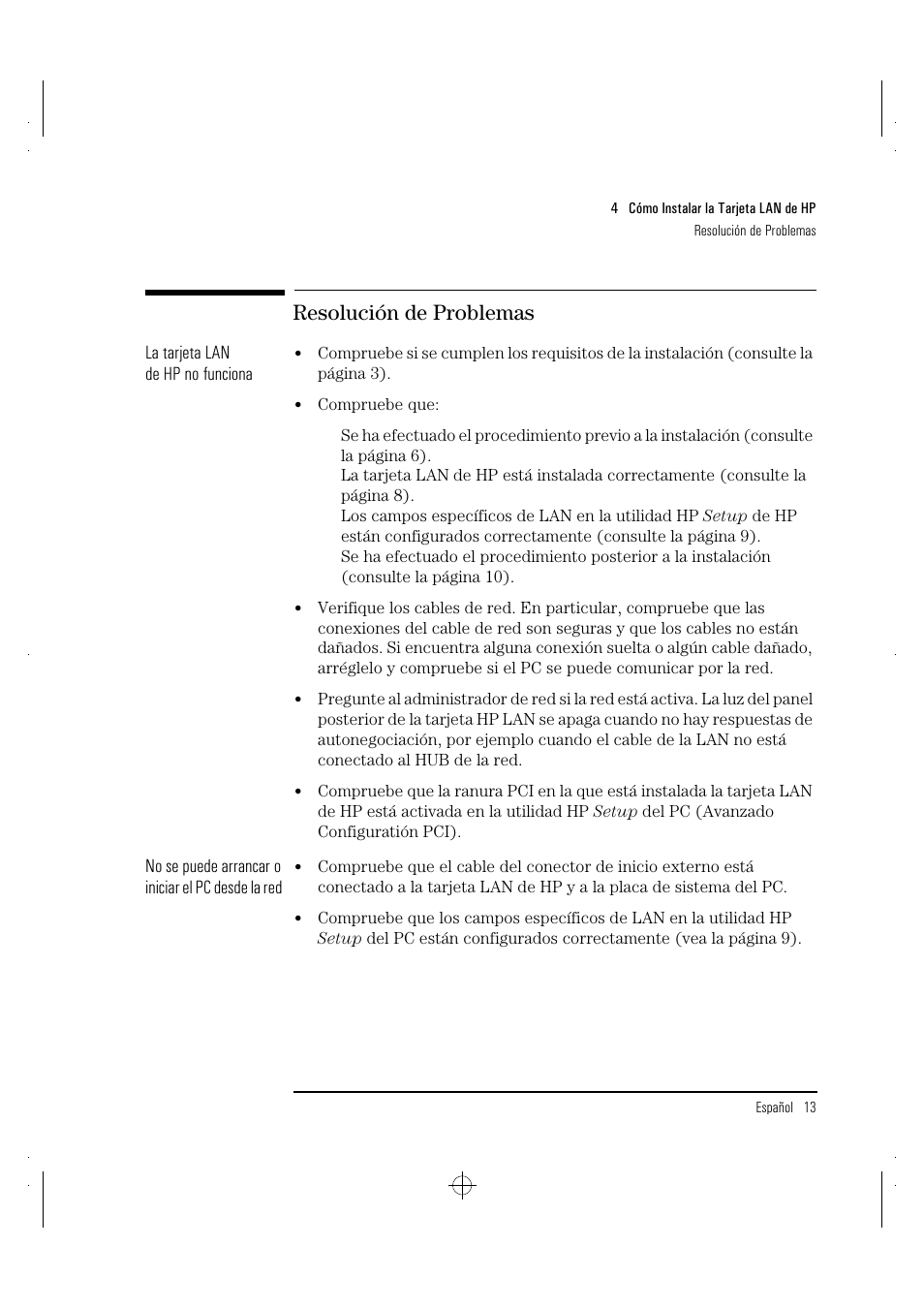 Resolución de problemas | HP 10BT NightDIRECTOR/100 User Manual | Page 89 / 121