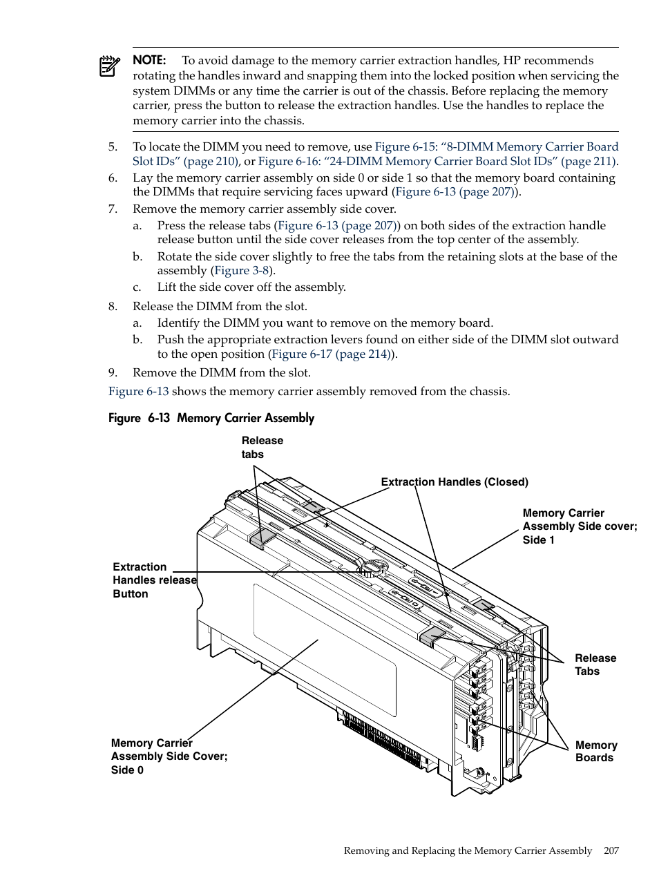 Memory carrier assembly | HP INTEGRITY RX3600 User Manual | Page 207 / 356
