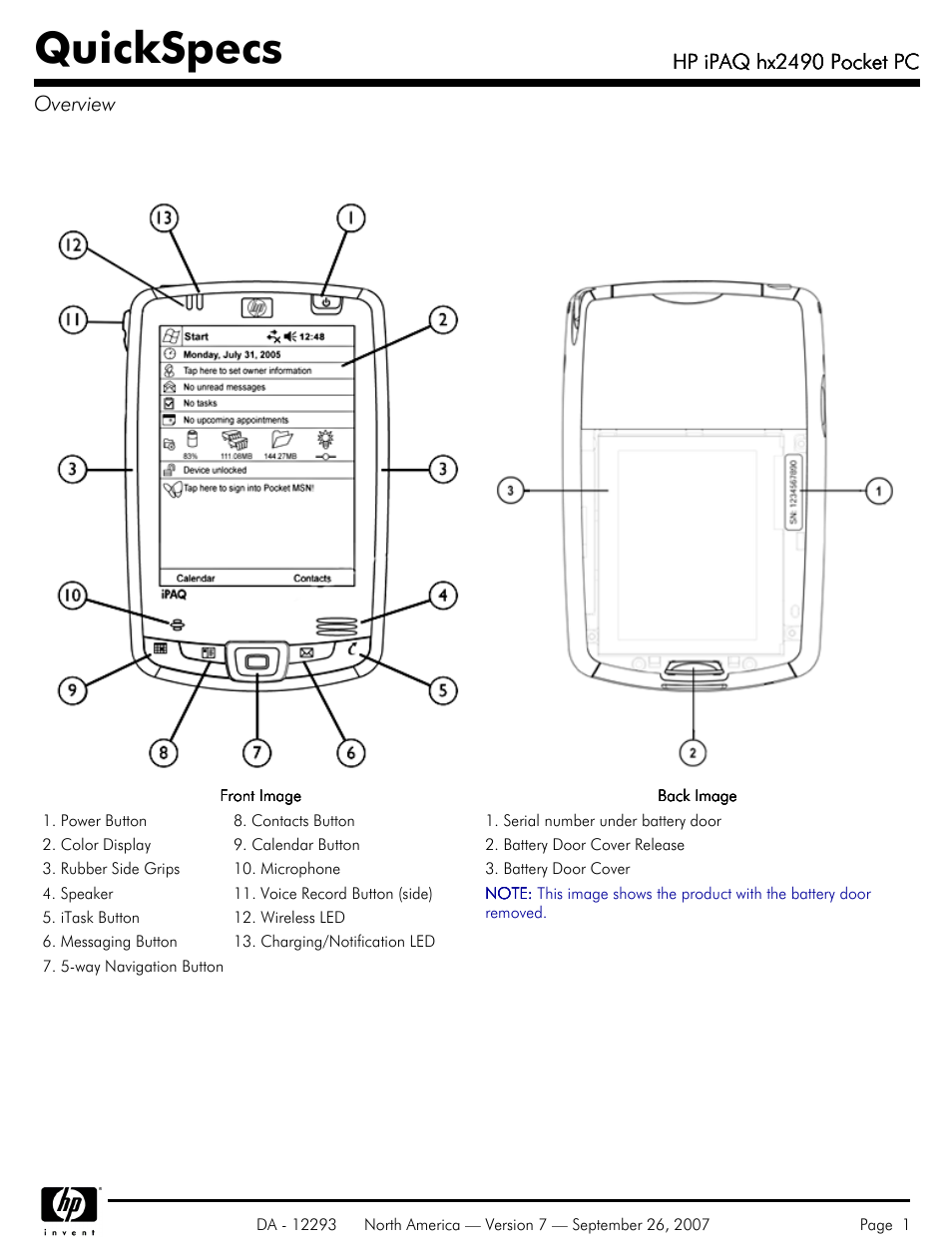 HP iPAQhx HX2490b User Manual | 10 pages