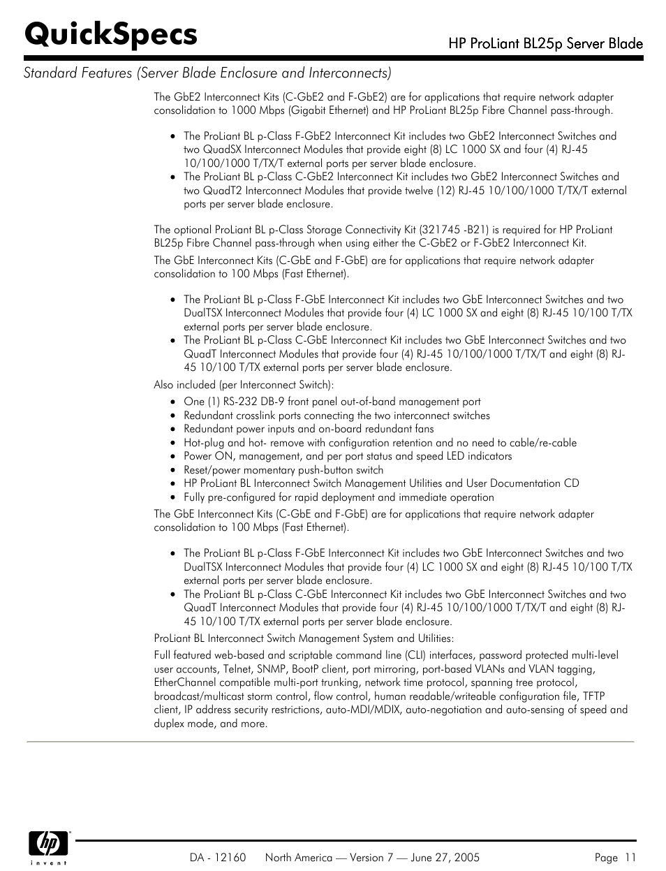 Quickspecs | HP 275 User Manual | Page 11 / 45