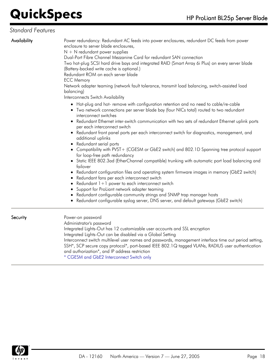 Quickspecs | HP 275 User Manual | Page 18 / 45