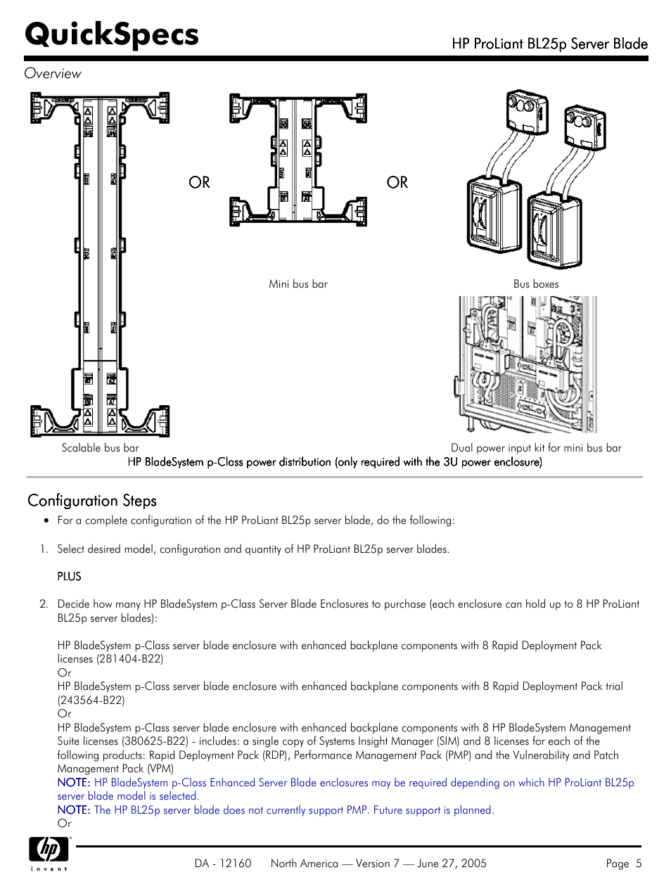 Quickspecs, Configuration steps | HP 275 User Manual | Page 5 / 45