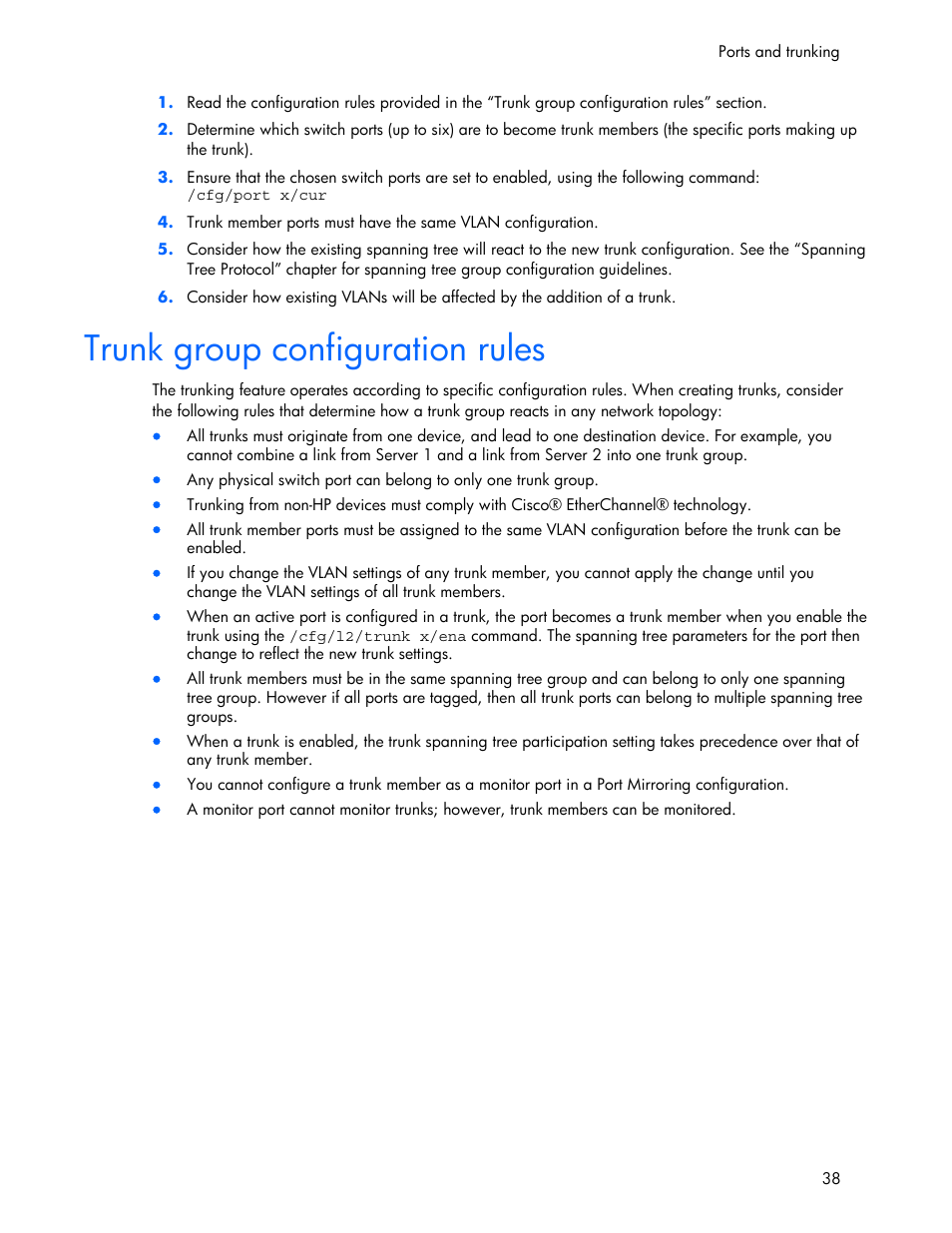 Trunk group configuration rules | HP 445946-001 User Manual | Page 38 / 198