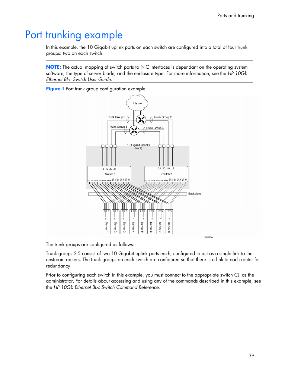 Port trunking example | HP 445946-001 User Manual | Page 39 / 198