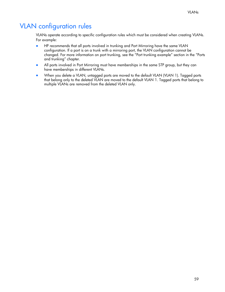 Vlan configuration rules | HP 445946-001 User Manual | Page 59 / 198