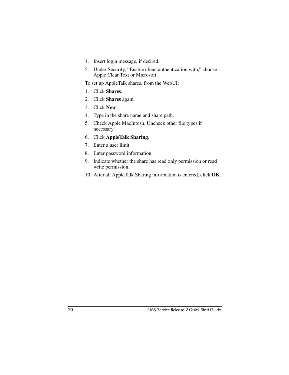 HP NAS 2000s User Manual | Page 20 / 20