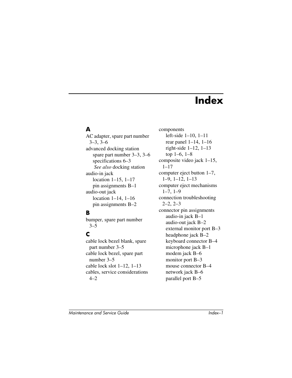 Index | HP Laptop Docking Station User Manual | Page 67 / 70