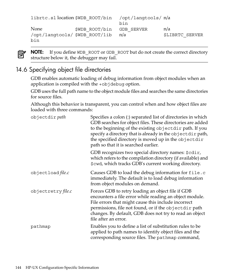 6 specifying object file directories | HP gnu source-level debugger 5992-4701 User Manual | Page 144 / 369